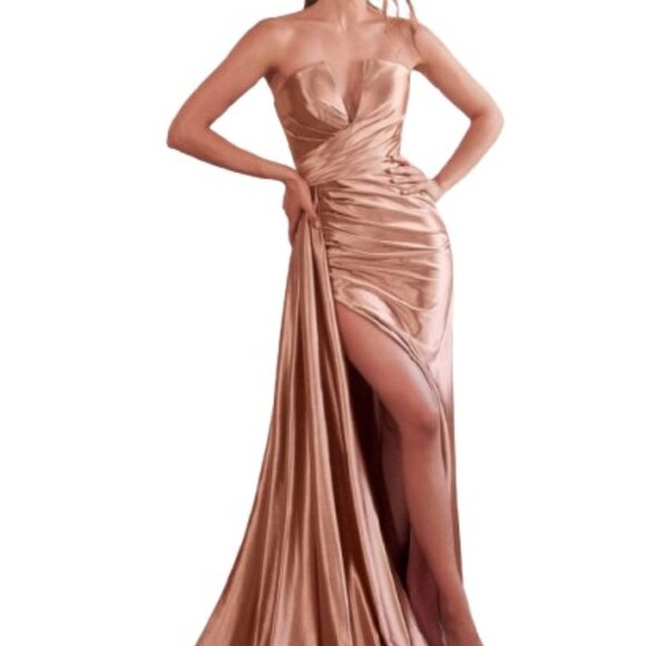 NWT Ladivine CDS441 Strapless Prom Dress Copper Size 2 - Picture 1 of 6